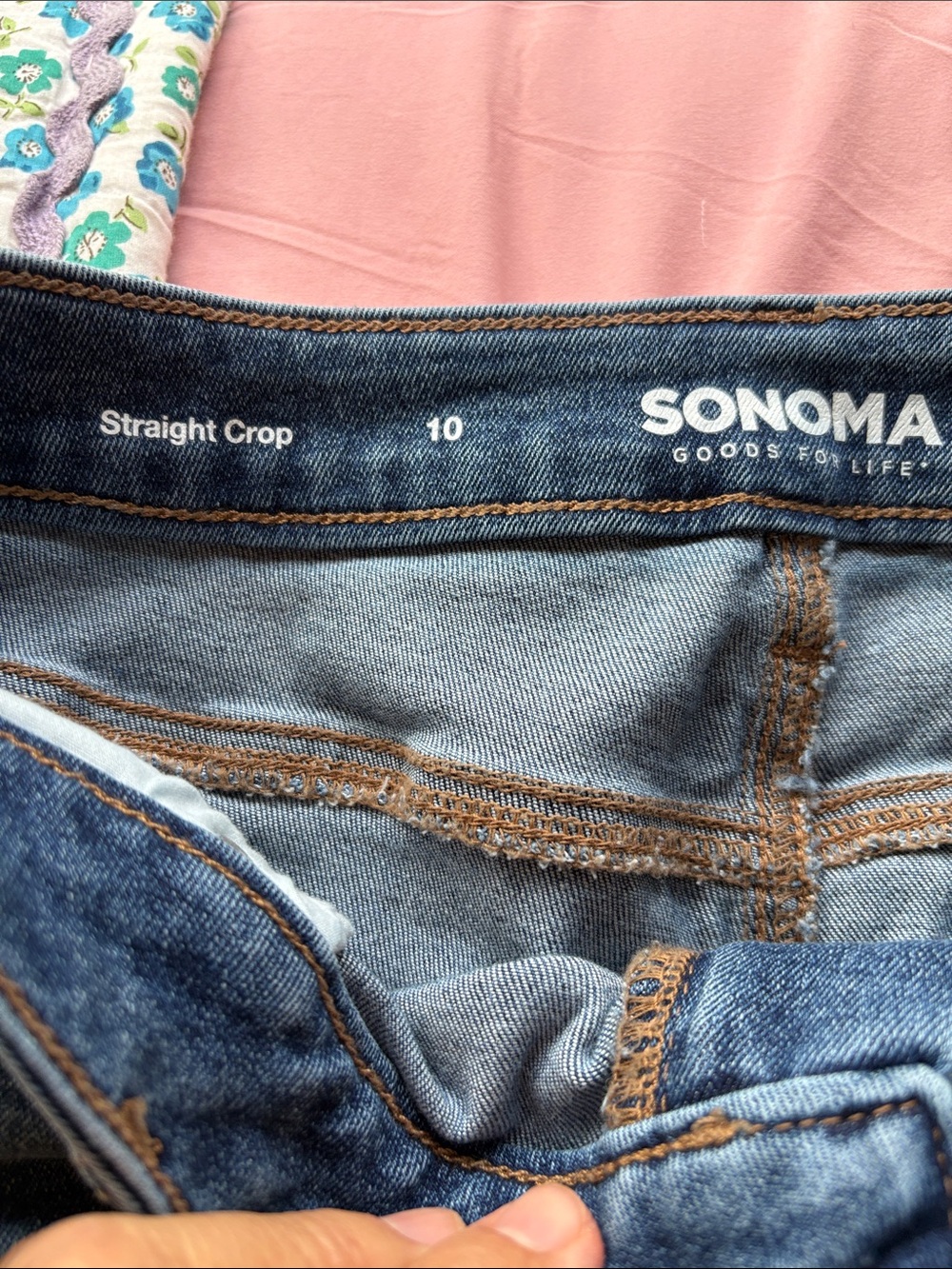 Sonoma Dark Blue Boyfriend Jeans - Distressed Detail, Straight Crop SZ 10 - Picture 2 of 9